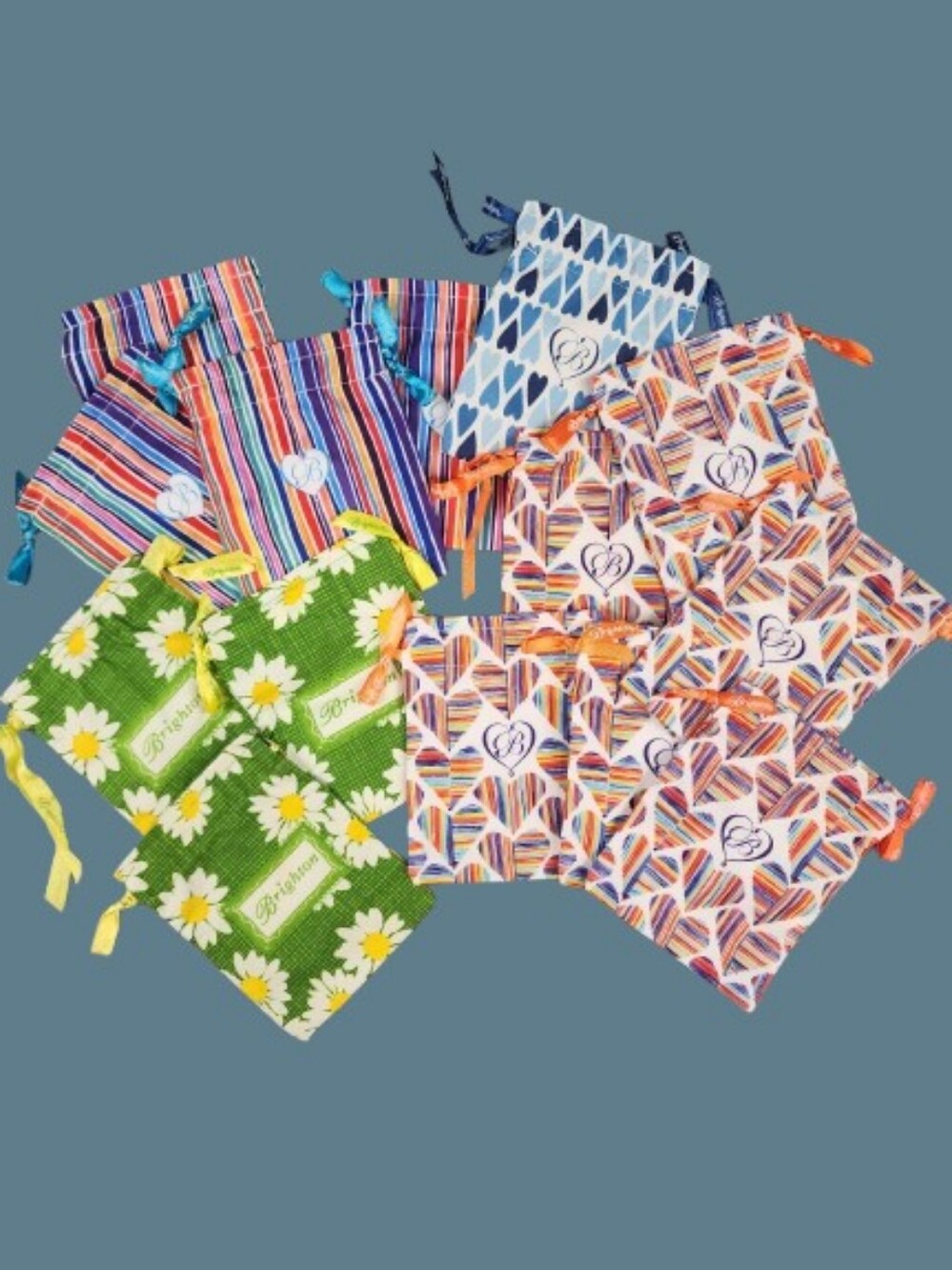 Brighton Mini Bag Bundle 14 Cloth Pouches Floral Heart Rainbow Stripes